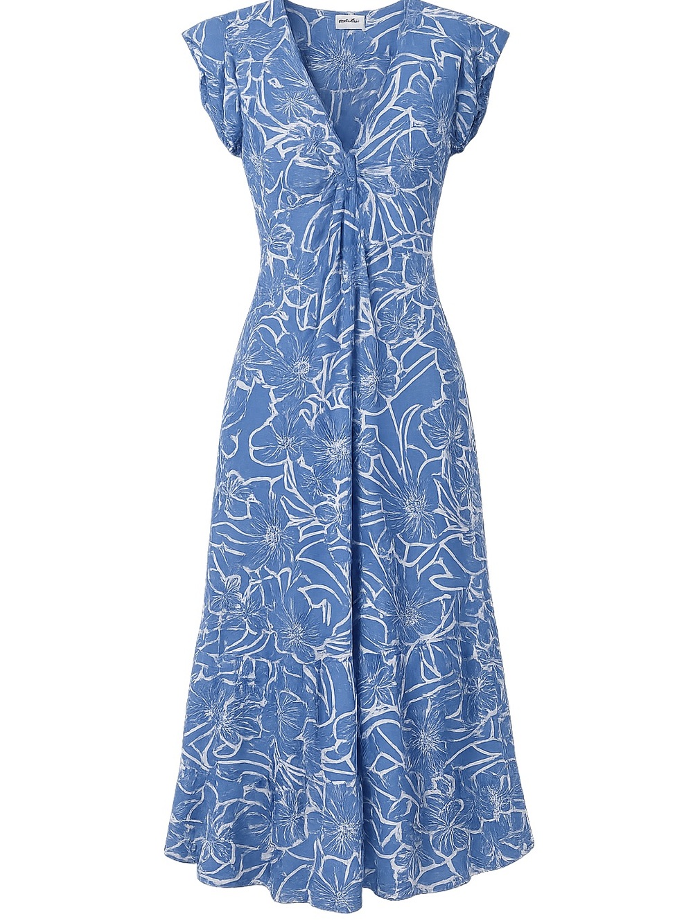Steve Madden Blue Floral Twist-Front Midi Dress